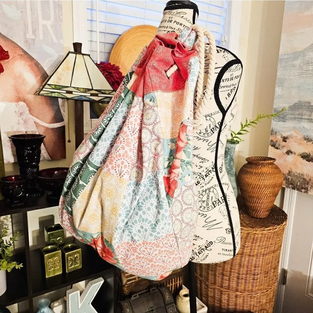 Pioneer Woman Lightweight Cottagecore Rope Closure Boho Bag